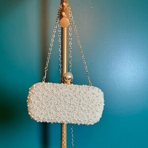 Elegant Pearl-Embellished Clutch